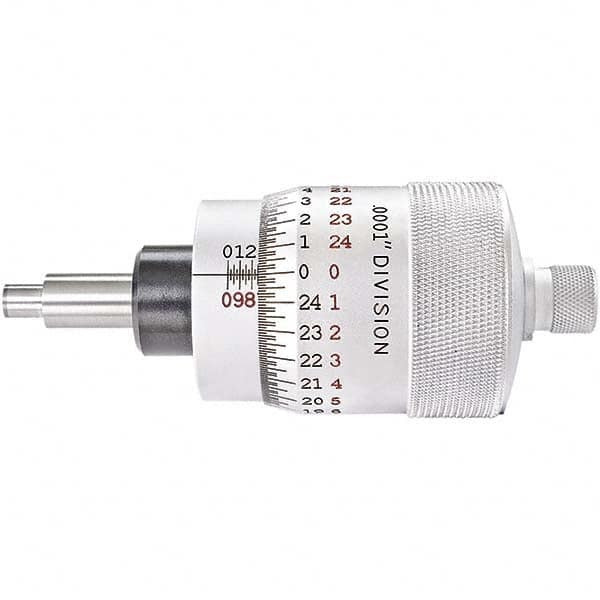 Starrett - 1 Inch, 2-1/16 Inch Plain Thimble, 5/16 Inch Diameter x 1-7/16 Inch Long Spindle, Mechanical Micrometer Head - USA Tool & Supply