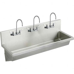 ELKAY - Stainless Steel Sinks Type: (3) Person Wash-Station w/Manual Faucet Outside Length: 72 (Inch) - USA Tool & Supply