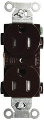 Hubbell Wiring Device-Kellems - 125 VAC, 15 Amp, 5-15R NEMA Configuration, Brown, Specification Grade, Self Grounding Duplex Receptacle - 1 Phase, 2 Poles, 3 Wire, Flush Mount, Tamper Resistant - USA Tool & Supply