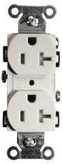 Hubbell Wiring Device-Kellems - 125 VAC, 20 Amp, 5-20R NEMA Configuration, White, Specification Grade, Self Grounding Duplex Receptacle - 1 Phase, 2 Poles, 3 Wire, Flush Mount, Tamper Resistant - USA Tool & Supply