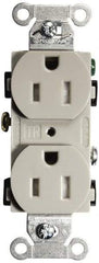 Hubbell Wiring Device-Kellems - 125 VAC, 15 Amp, 5-15R NEMA Configuration, Gray, Specification Grade, Self Grounding Duplex Receptacle - 1 Phase, 2 Poles, 3 Wire, Flush Mount, Tamper Resistant - USA Tool & Supply