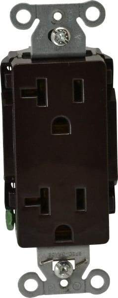 Hubbell Wiring Device-Kellems - 125 VAC, 20 Amp, 5-20R NEMA Configuration, Brown, Specification Grade, Self Grounding Duplex Receptacle - 1 Phase, 2 Poles, 3 Wire, Flush Mount - USA Tool & Supply