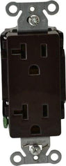 Hubbell Wiring Device-Kellems - 125 VAC, 20 Amp, 5-20R NEMA Configuration, Brown, Specification Grade, Self Grounding Duplex Receptacle - 1 Phase, 2 Poles, 3 Wire, Flush Mount - USA Tool & Supply