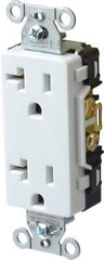 Hubbell Wiring Device-Kellems - 125 VAC, 20 Amp, 5-20R NEMA Configuration, White, Specification Grade, Self Grounding Duplex Receptacle - 1 Phase, 2 Poles, 3 Wire, Flush Mount - USA Tool & Supply