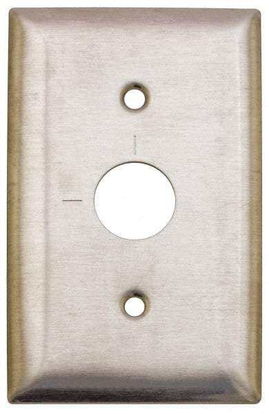 Hubbell Wiring Device-Kellems - 1 Gang, 2-7/8 Inch Long, Switch Plate - Barrel Key Switch, Gray, Stainless Steel - USA Tool & Supply
