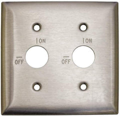 Hubbell Wiring Device-Kellems - 2 Gang, 5-3/4 Inch Long, Switch Plate - 2 Barrel Key Switches, Gray, Stainless Steel - USA Tool & Supply