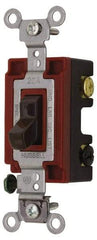 Hubbell Wiring Device-Kellems - 3 Pole, 120 to 277 VAC, 15 Amp, Industrial Grade, Toggle, Wall and Dimmer Light Switch - 1-5/16 Inch Wide x 4-1/16 Inch High - USA Tool & Supply