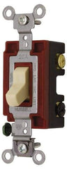 Hubbell Wiring Device-Kellems - 3 Pole, 120 to 277 VAC, 15 Amp, Industrial Grade, Toggle, Wall and Dimmer Light Switch - 1-5/16 Inch Wide x 4-1/16 Inch High - USA Tool & Supply