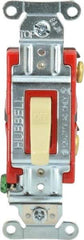 Hubbell Wiring Device-Kellems - 1 Pole, 120 to 277 VAC, 20 Amp, Industrial Grade, Toggle, Wall and Dimmer Light Switch - 1-5/16 Inch Wide x 4-1/16 Inch High - USA Tool & Supply