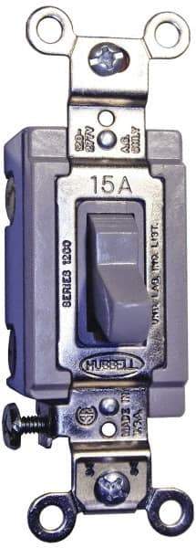 Hubbell Wiring Device-Kellems - 2 Pole, 120 to 277 VAC, 20 Amp, Industrial Grade, Toggle, Wall and Dimmer Light Switch - 1-5/16 Inch Wide x 4-1/16 Inch High - USA Tool & Supply