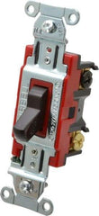 Hubbell Wiring Device-Kellems - 3 Pole, 120 to 277 VAC, 20 Amp, Industrial Grade, Toggle, Wall and Dimmer Light Switch - 1-5/16 Inch Wide x 4-1/16 Inch High - USA Tool & Supply