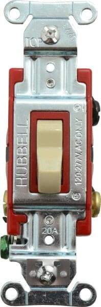 Hubbell Wiring Device-Kellems - 3 Pole, 120 to 277 VAC, 20 Amp, Industrial Grade, Toggle, Wall and Dimmer Light Switch - 1-5/16 Inch Wide x 4-1/16 Inch High - USA Tool & Supply