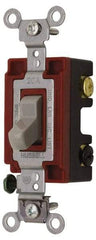 Hubbell Wiring Device-Kellems - 4 Pole, 120 to 277 VAC, 20 Amp, Industrial Grade, Toggle, Wall and Dimmer Light Switch - 1-5/16 Inch Wide x 4-1/16 Inch High - USA Tool & Supply