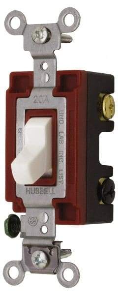 Hubbell Wiring Device-Kellems - 4 Pole, 120 to 277 VAC, 20 Amp, Industrial Grade, Toggle, Wall and Dimmer Light Switch - 1-5/16 Inch Wide x 4-1/16 Inch High - USA Tool & Supply