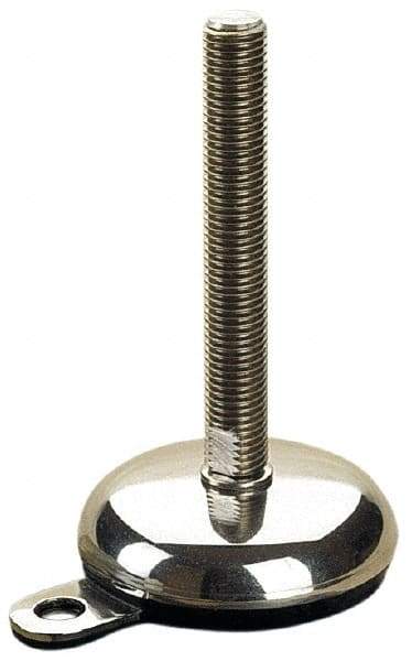 Sunnex - 3/4-10 Bolt Thread, 1.26" High Hygienic Anchoring Stud Mount Leveling Pad & Mount - 2,200 Max Lb Capacity, 3.94" Base Diam, 6" Thread Length - USA Tool & Supply