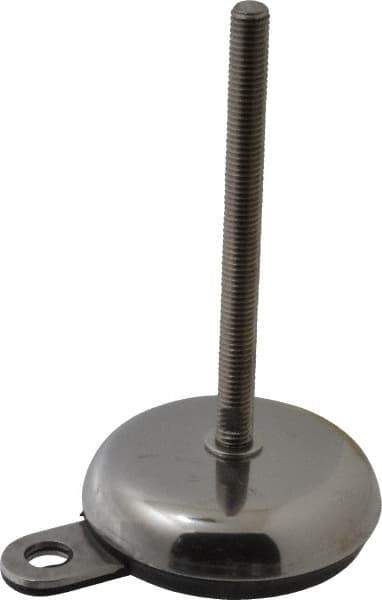 Sunnex - 1/2-13 Bolt Thread, 1.26" High Hygienic Anchoring Stud Mount Leveling Pad & Mount - 2,200 Max Lb Capacity, 3.94" Base Diam, 6" Thread Length - USA Tool & Supply