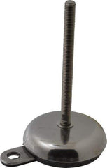 Sunnex - 1/2-13 Bolt Thread, 1.26" High Hygienic Anchoring Stud Mount Leveling Pad & Mount - 2,200 Max Lb Capacity, 3.94" Base Diam, 6" Thread Length - USA Tool & Supply