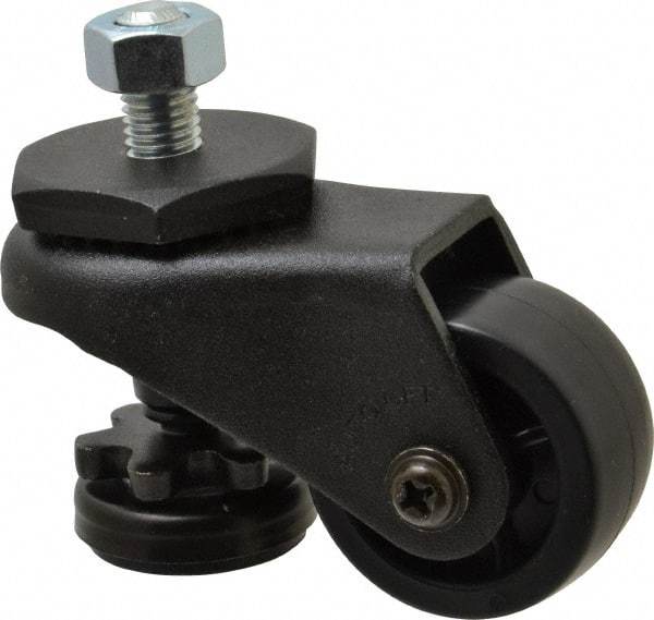 Sunnex - 1" Wide, Nylon Swivel Caster - 200 Lb Capacity, Threaded Stem Mount, 2.87" x 2.87" Plate, Ball Bearing - USA Tool & Supply