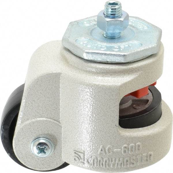 Sunnex - 1-1/8" Wide, Nylon Swivel Caster - 600 Lb Capacity, Threaded Stem Mount, 3.54" x 3.54" Plate, Ball Bearing - USA Tool & Supply