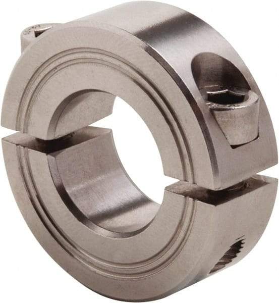 Climax Metal Products - 14mm Bore, Stainless Steel, Two Piece Clamp Collar - 1-1/4" Outside Diam - USA Tool & Supply