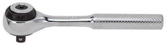 Proto - 1/4" Drive Round Head Standard Ratchet - Chrome Finish, 4-1/2" OAL, 72 Gear Teeth, Standard Knurled Handle, Standard Head - USA Tool & Supply