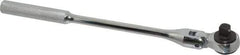 Proto - 3/8" Drive Round Head Quick-Release Ratchet - Chrome Finish, 8-1/2" OAL, 72 Gear Teeth, Standard Knurled Handle, Flex with Speed Ring Head - USA Tool & Supply