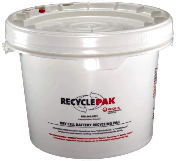 Recyclepak - 13 Inch Deep, Battery Container - 15 Inch Diameter, 50 Lb. Capacity, 3.5 Gallon Pail - USA Tool & Supply