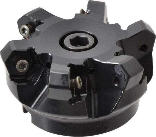 Kennametal - 2-1/2" Cut Diam, 3" Arbor Hole, 4.51mm Max Depth of Cut, 45° Indexable Chamfer & Angle Face Mill - 6 Inserts, HNGJ 535-GD Insert, Right Hand Cut, 6 Flutes, Through Coolant, Series KSHR - USA Tool & Supply