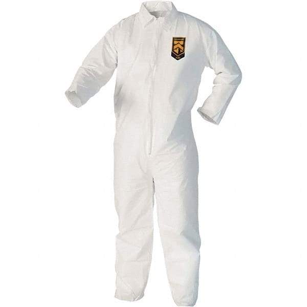 KleenGuard - Size 2XL Film Laminate Chemical Resistant Coveralls - White, Zipper Closure, Open Cuffs, Open Ankles - USA Tool & Supply