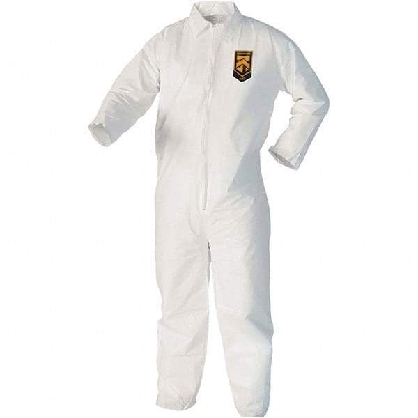 KleenGuard - Size 4XL Film Laminate Chemical Resistant Coveralls - White, Zipper Closure, Open Cuffs, Open Ankles - USA Tool & Supply
