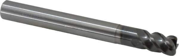 OSG - 12mm, 4 Flute, Single End, Solid Carbide, 2mm Corner Radius End Mill - 110mm OAL, 45° Helix, Right Hand Flute, 18mm LOC, Right Hand Cut, 36mm Extended Reach - USA Tool & Supply