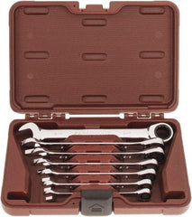 Paramount - 7 Piece, 3/8" to 3/4", Ratcheting Combination Wrench Set - Inch Measurement Standard, Full Polish Chrome Finish, Comes in Blow Molded Case - USA Tool & Supply