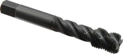 OSG - 9/16-18 UNF 4 Flute Bottoming Spiral Flute Tap - Vanadium High Speed Steel, Oxide Finish, 3-19/32" OAL, Right Hand Flute, Right Hand Thread, H3 - USA Tool & Supply