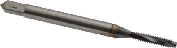 OSG - #2-56 UNC 3 Flute 2B Modified Bottoming Spiral Flute Tap - Powdered Metal, TiCN Finish, 1-3/4" OAL, Right Hand Flute, Right Hand Thread, H2, Series 313 - Exact Industrial Supply
