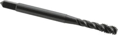 OSG - #8-32 UNC 3 Flute 3B Bottoming Spiral Flute Tap - Vanadium High Speed Steel, Oxide Finish, 2-1/8" OAL, Right Hand Flute, Right Hand Thread, H2 - Exact Industrial Supply