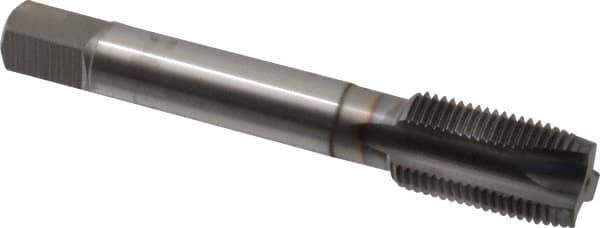 OSG - 5/8-18 UNF, 3 Flute, TiCN Finish, Vanadium High Speed Steel Spiral Point Tap - Plug Chamfer, Right Hand Thread, 3-13/16" OAL, 1-13/16" Thread Length, 0.48" Shank Diam, 3B Class of Fit - Exact Industrial Supply