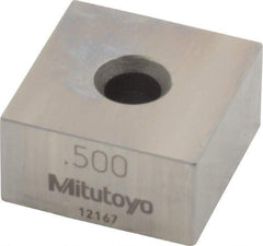 Mitutoyo - 0.5" Square Steel Gage Block - Accuracy Grade 0, Includes Certificate of Inspection - USA Tool & Supply