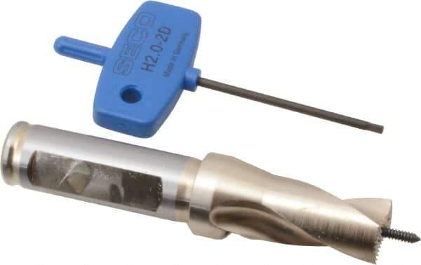 Seco - 16 to 16.99mm Diam, 1.5xD, 0.98" Max Depth, 5/8" Shank Diam, 0.61" Flute, 4-3/32" OAL, Replaceable Tip Drill - SD100 Insert, SD101 Toolholder, Series SD101 - USA Tool & Supply