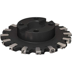 Seco - Shell Mount Connection, 17/32" Cutting Width, 58.98mm Depth of Cut, 250mm Cutter Diam, 60mm Hole Diam, 8 Tooth Indexable Slotting Cutter - R335.25 Toolholder, XNHQ 1407 Insert, Right Hand Cutting Direction - USA Tool & Supply