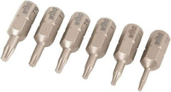 Wiha - 6 Piece, 1/4" Drive Screwdriver Torx Insert Bit Set - T5 to T10 Torx - USA Tool & Supply