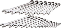 SK - 23 Piece, 1/4" to 1-1/2", 12 Point Combination Wrench Set - Inch Measurement Standard, Chrome Finish, Comes in Rack - USA Tool & Supply