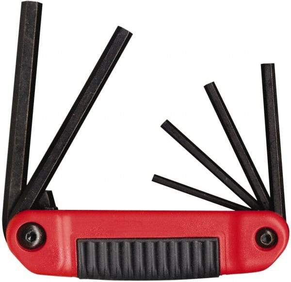 Eklind - 6 Piece Fold-Up Hex Key Set - Hex Range 5/32 to 3/8", Chrome Alloy Steel - USA Tool & Supply