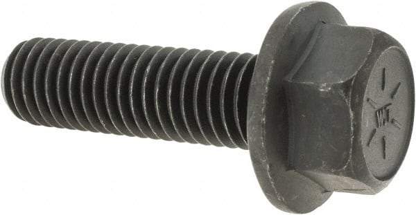 Value Collection - 1/2-13 UNC, 1-3/4" Length Under Head, Hex Drive Flange Bolt - 1-1/4" Thread Length, Grade 8 Alloy Steel, Smooth Flange, Phosphate & Oil Finish - USA Tool & Supply