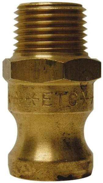 EVER-TITE Coupling Products - 4" Brass Cam & Groove Suction & Discharge Hose Male Adapter Male NPT Thread - Part F, 4" Thread, 100 Max psi - USA Tool & Supply