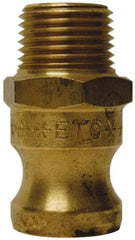 EVER-TITE Coupling Products - 3" Brass Cam & Groove Suction & Discharge Hose Male Adapter Male NPT Thread - Part F, 3" Thread, 250 Max psi - USA Tool & Supply