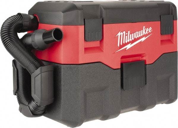 Milwaukee Tool - 2 Gal Plastic Tank, Battery Powered Portable Wet/Dry Vacuum - 18 Volt, 6' Hose Fitting, Cordless, Cleanstream Washable Wet/Dry, Accessories Included - USA Tool & Supply