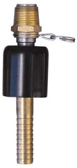 SuperKlean - 1/2 NPT x 1/2" Hose Barb, Ball Type Swivel Hose Adapter - Brass & Stainless Steel - USA Tool & Supply