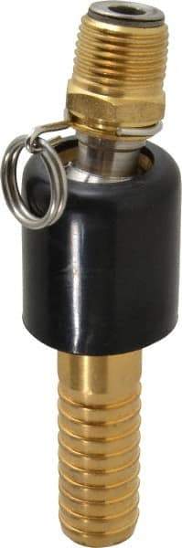 SuperKlean - 1/2 NPT x 3/4" Hose Barb, Ball Type Swivel Hose Adapter - Brass & Stainless Steel - USA Tool & Supply