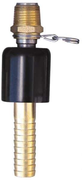 SuperKlean - 1/2 NPT x 5/8" Hose Barb, Ball Type Swivel Hose Adapter - Brass & Stainless Steel - USA Tool & Supply