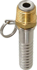 SuperKlean - 1/2 NPT x 5/8" Hose Barb, Swivel Hose Adapter - Brass & Stainless Steel - USA Tool & Supply